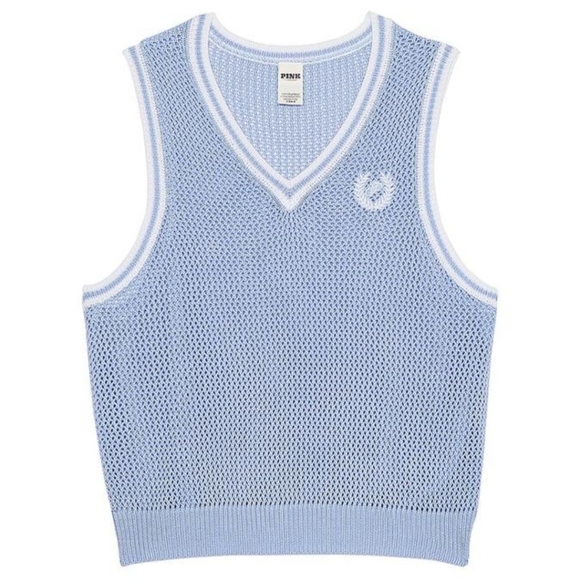 PINK Victoria's Secret Cambridge Knit Cropped Vest. - Picture 3 of 11